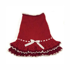 Glamourous Reds Layered Knit Dog Dress by Klippo