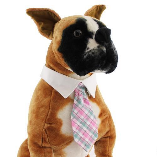 Brooks Dog Shirt Collar and Tie - Pink and Mint Plaid