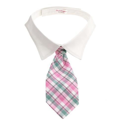 Brooks Dog Shirt Collar and Tie - Pink and Mint Plaid