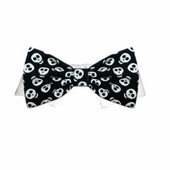 Skully Dog Shirt Collar and Bow Tie - Black