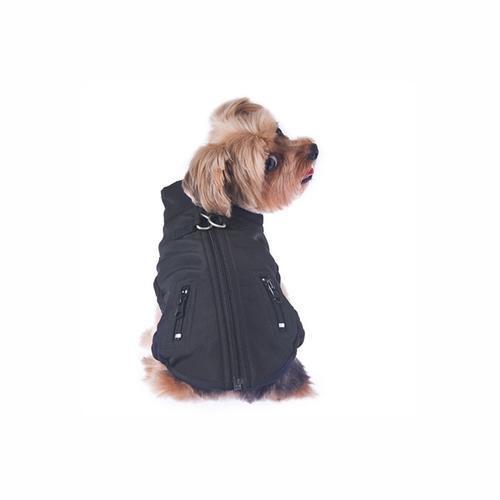 Techie Water-Resistant Harness Dog Coat - Black