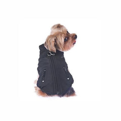 Techie Water-Resistant Harness Dog Coat - Black