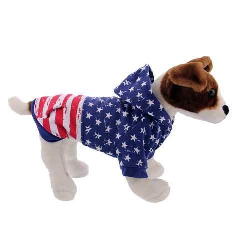 Zack and Zoey Distressed-Look American Flag Dog Hoodie