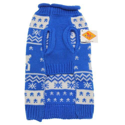 Worthy Dog Holiday Ski Dog Sweater - Reindeer Blue