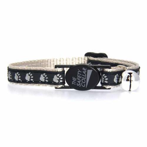 Casual Kitty Two Tone Pawprint Cat Collar - Black