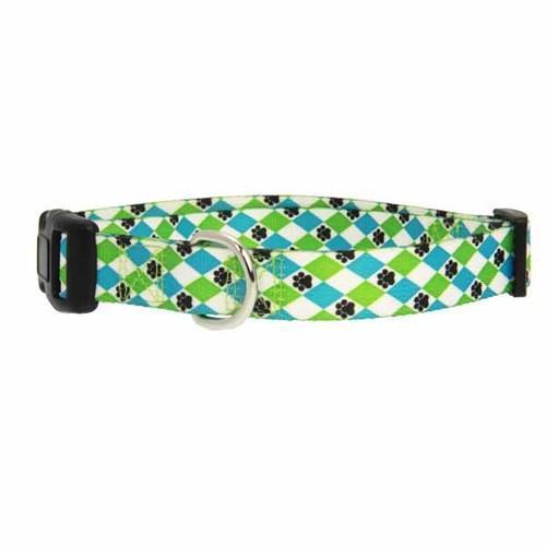 Casual Canine Pooch Pattern Dog Collar - Blue Argyle