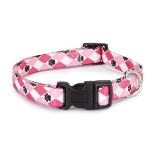 Casual Canine Pooch Pattern Dog Collar - Pink Argyle