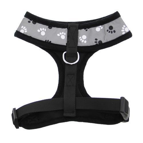 Casual Canine Reflective Pawprint Dog Harness - Gray