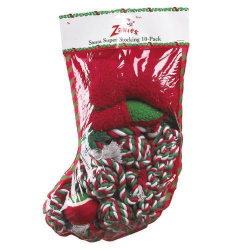 Zanies Santa's Super Stocking Dog Toys 10pk
