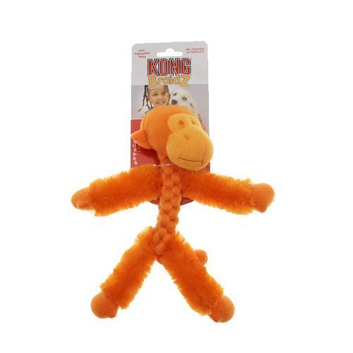 KONG BraidZ Dog Toy - Fuzzy Monkey
